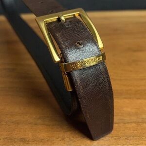 YSL Yves Saint Laurent Unisex BELT size 31 Leather Reversible Brown Black